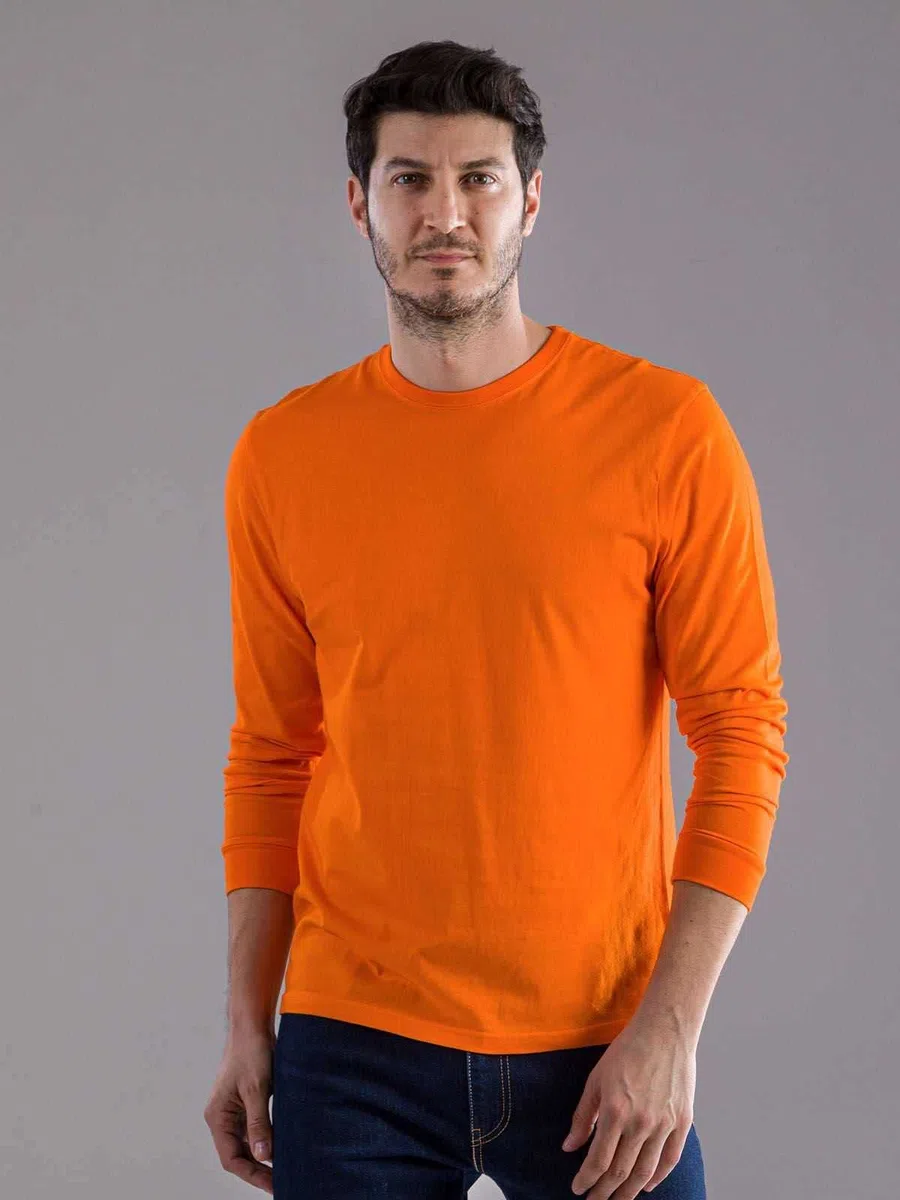 T Shirt Uomo - Maglietta Manica Lunga Cotone, Tshirt Maglia Maniche Lunghe da Lavoro, T-Shirt Tinta Unita