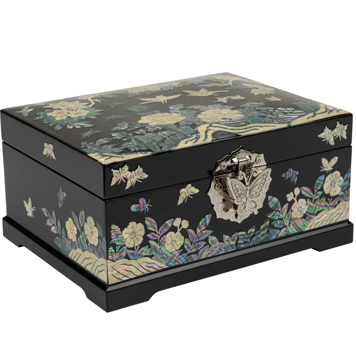 February Mountain Mother of Pearl - Scatola decorativa per gioielli a due livelli, fatta a mano, arte coreana, regalo per le donne