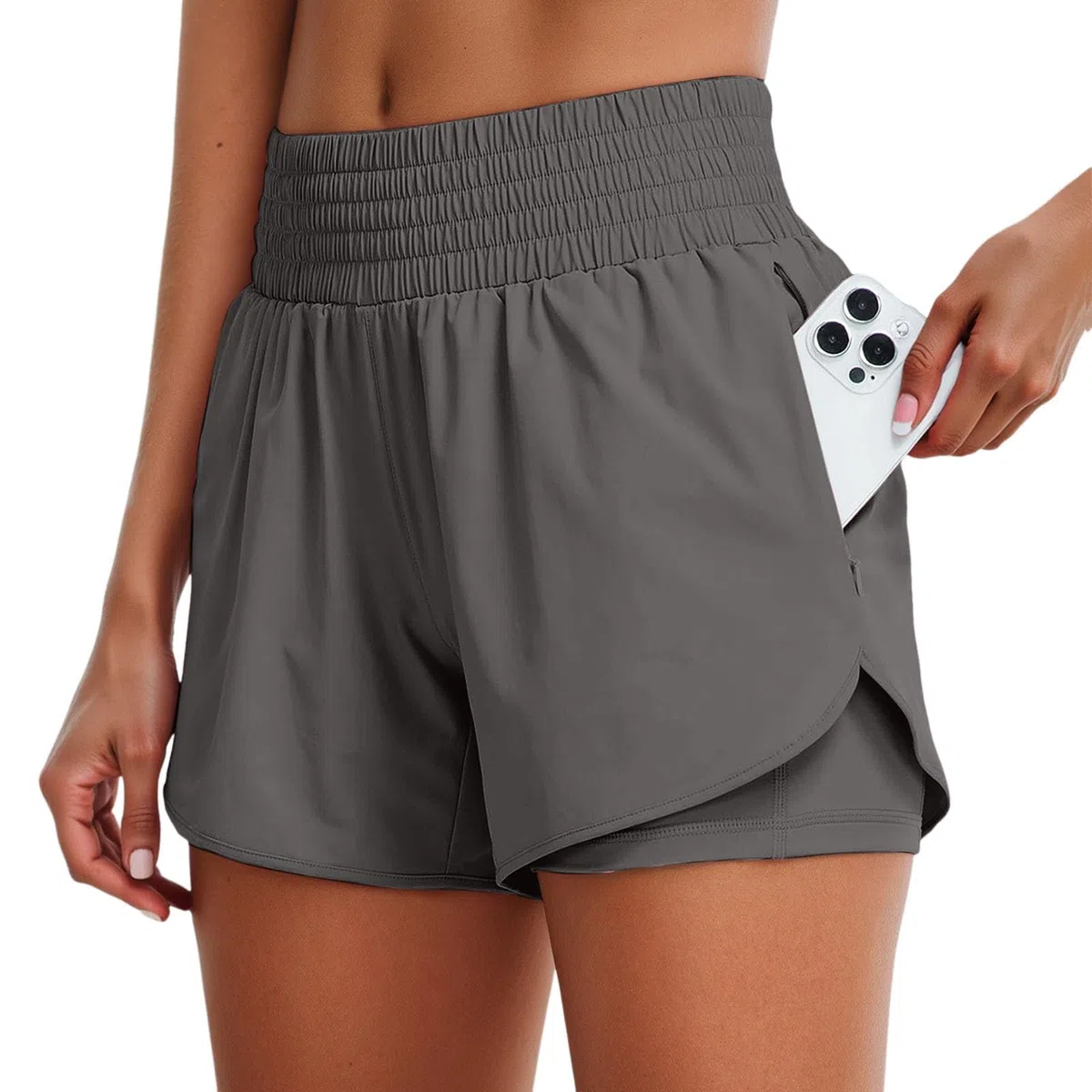 Generico Pantaloni Donna Estivi Corti Pantaloncini da Corsa A Vita Alta da Donna Pantaloncini Sportivi da Allenamento con Tasche Pantaloncini Estivi da Palestra E Yoga