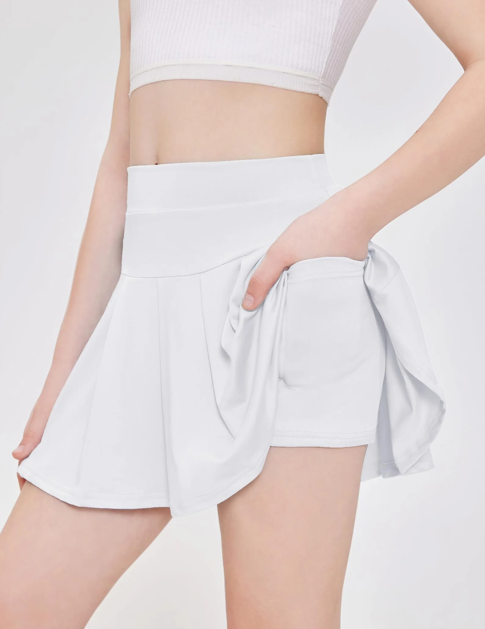 Arshiner Gonna da Bambina Gonna da Tennis Gonna a Pieghe a Vita Alta per Bambini Gonna da Golf Tinta Unita Gonna Sportiva a Pieghe con Tasche Pantaloni Interni Casual 6-13 Anni