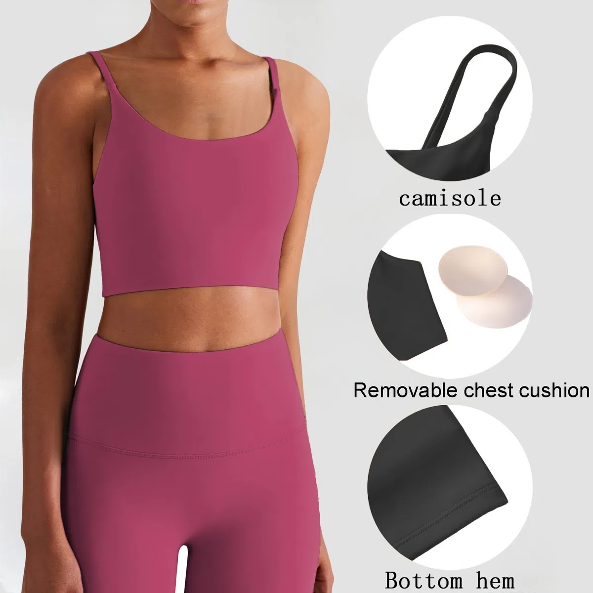 Reggiseno Sportivo Donna Top Sportivo Donna Sport Basic Top Reggiseno Sportivo con Spalline Sottili Reggiseno Yoga con Imbottiture Estraibili Reggiseni Sportivi Bandeau Comfort Comfy