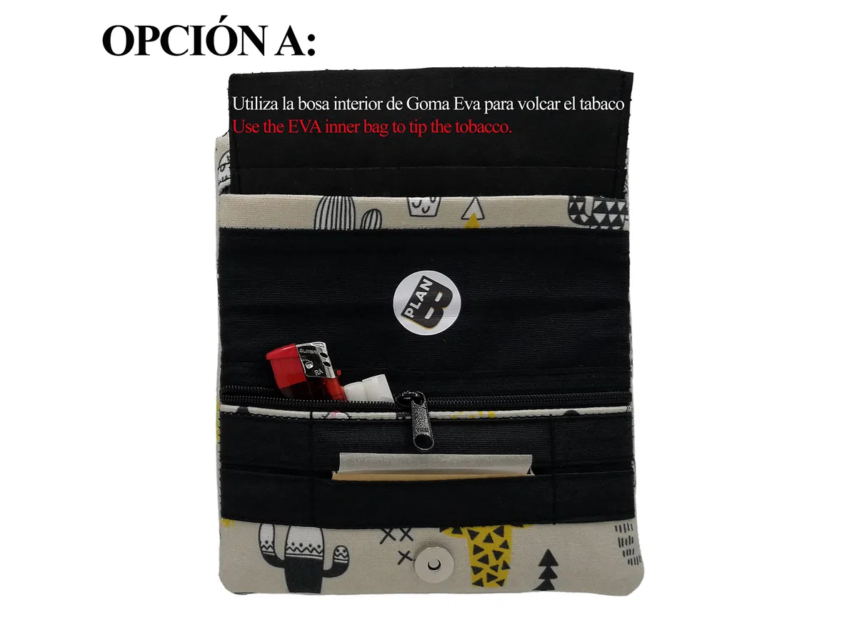 Plan B, Portasigarette Tabacco Trinciato, Yolo Cactus, 16 x 8,5 cm, 50 gr, con Borsa in Gomma EVA, Beige con Stampa