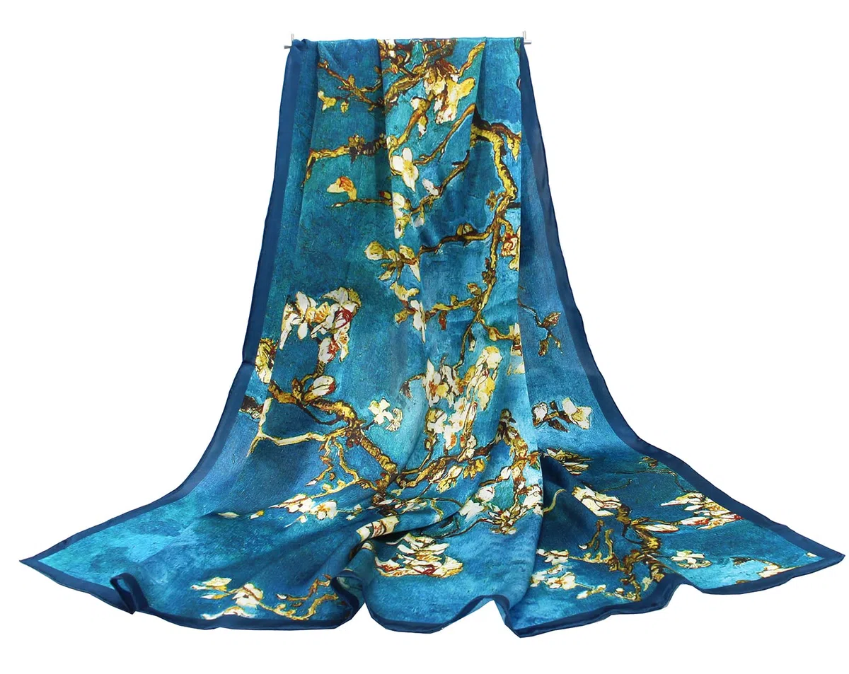 ANDANTINO Sciarpa in 100% seta, quadrata, di grandi dimensioni (110 cm), leggera, adatta come foulard, fascia per capelli, scialle, in confezione regalo