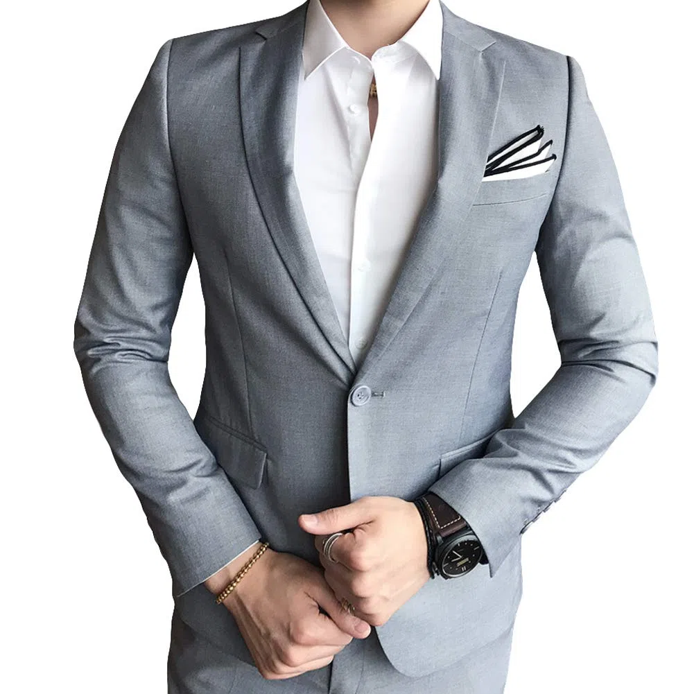 Allthemen Abito da Uomo in 2 Pezzi Blazer da Smoking e Pantaloni Giacca Monopetto con Un Bottone Suit Formale da Lavoro Business