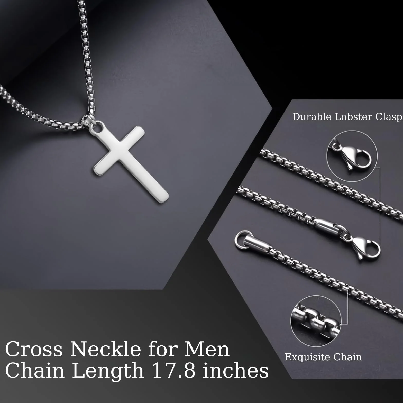 Regalo di battesimo per ragazzo, collana con croce, regalo per comunione, cresima, battesimo, per ragazzi, catena in argento con ciondolo a forma di croce per figlio, nipote, Natale, Pasqua