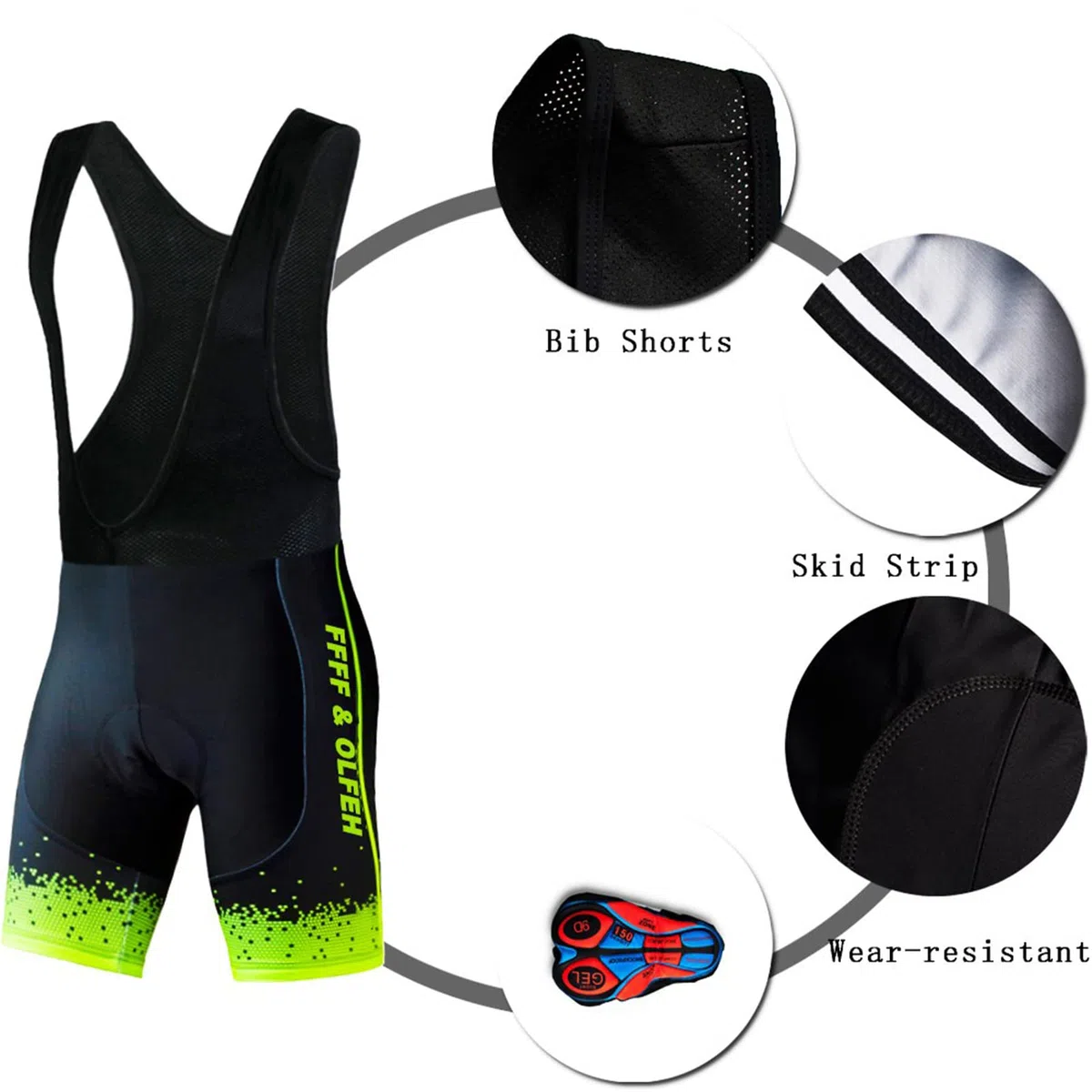 FFFF & OLFEH Abbigliamento Ciclismo Cinque Pezzi Set Manica Corta Tuta Ciclismo Uomo Completo Ciclismo Estivo per Bici da MTB,con Pantaloncini Imbottiti in Gel Traspirante e Ad Asciugatura Rapida
