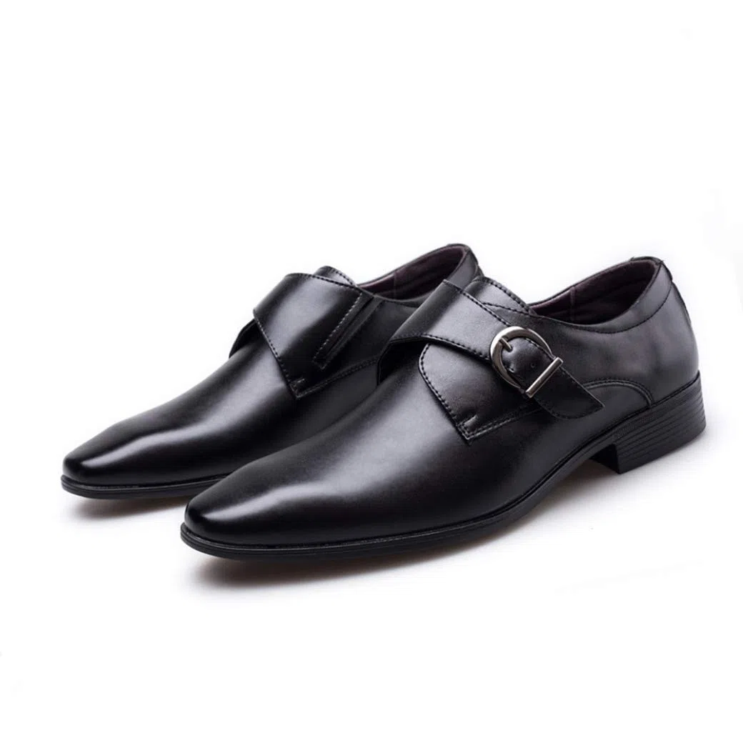 Scarpe Eleganti da Uomo Slip on a Punta Traspirante Mocassini con Punta a Punta Appartamenti Scarpe da Lavoro in Pelle con Fibbia Casual