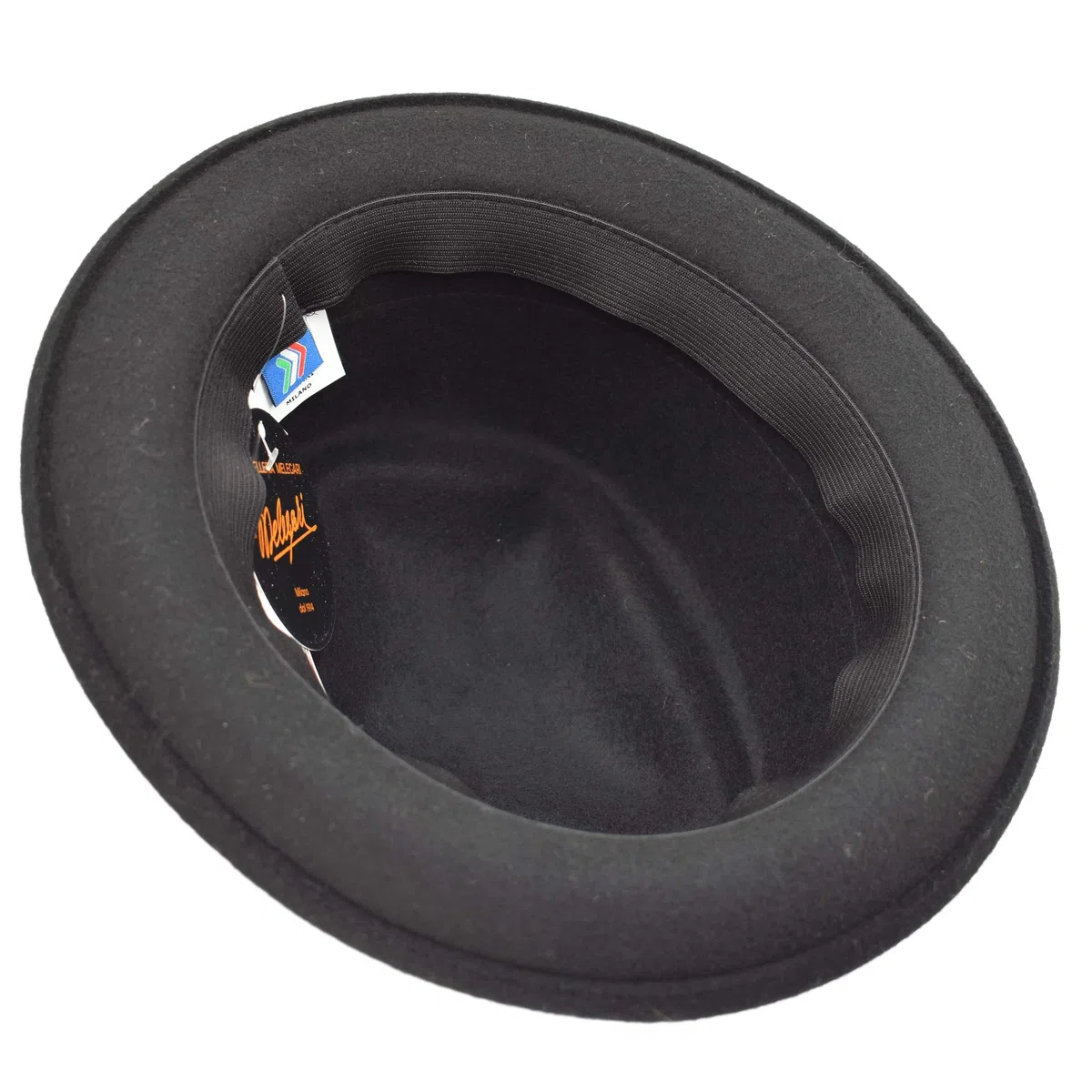 Melegari Cappello Jazz Pork Pie Charles | Feltro di Lana Nastro Rigato | Made in Italy | Uomo Donna | Autunno/Inverno