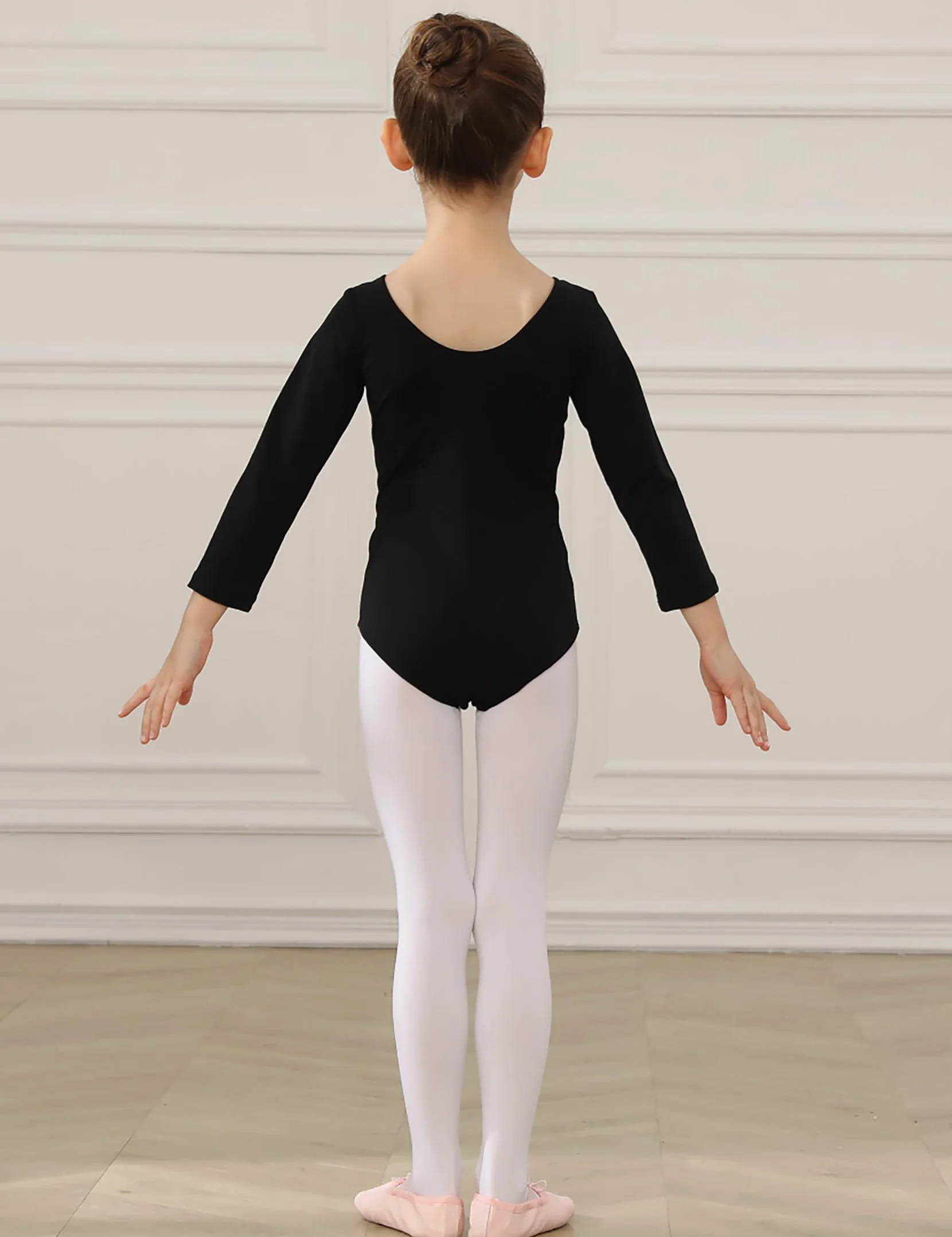 HIPPOSEUS Ragazze Body da Danza con Maniche Lunghe Classico Body Ginnastica Bambina Ballet Leotards,AM0019