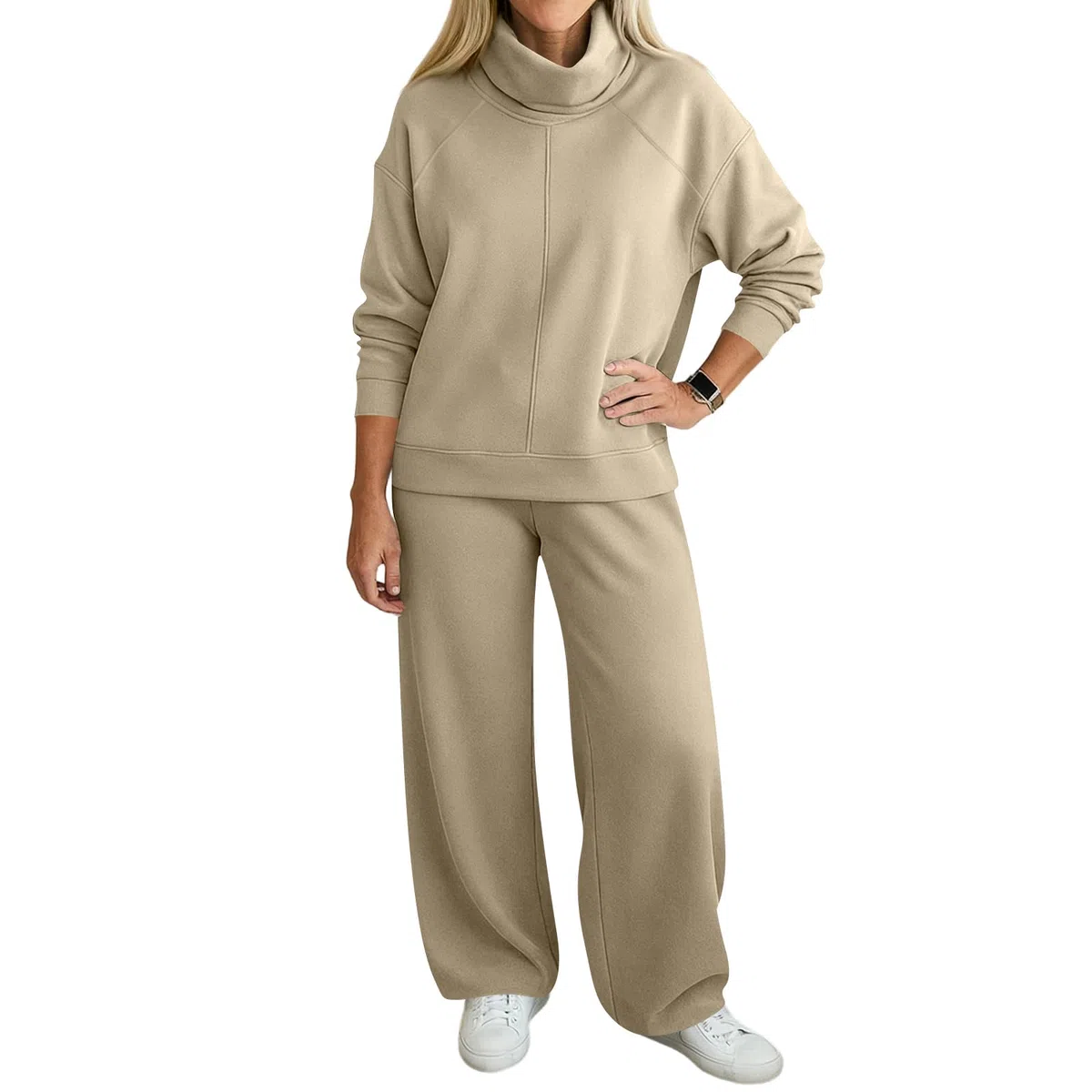 Vestito Donna Vita ​Alt Autunno Manica Lunga Classico Sportivo Collo Finto Stringa Adatto Stirata Tinta Unita