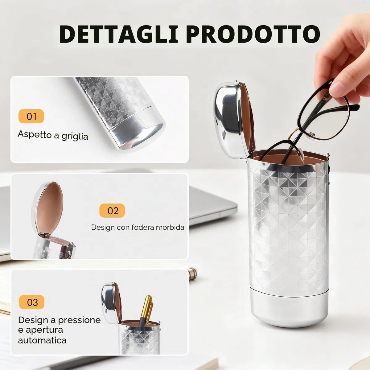Custodie protettive compatte in metallo per occhiali rigidi