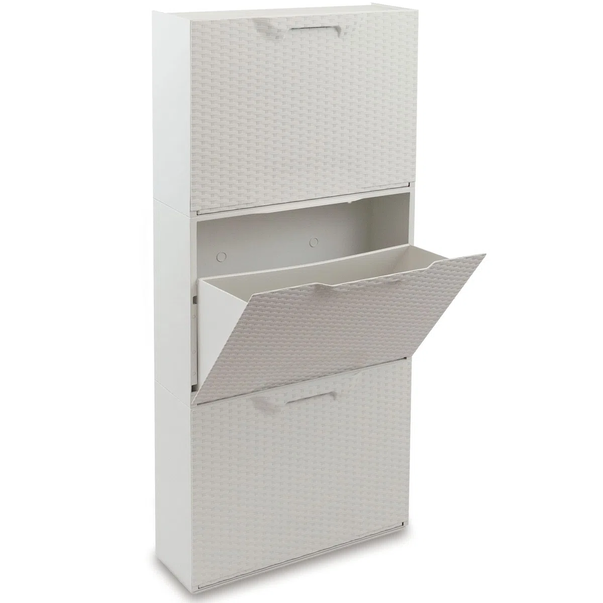 Art Plast U50/FRW Scarpiera in plastica, Effetto Rattan, Bianco