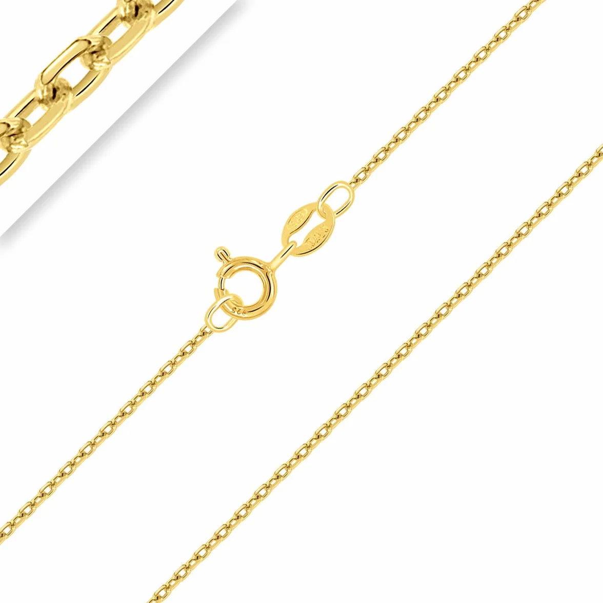 PLANETYS - Catenina Argento Sterling 925 Placcato Oro 18K Modello Forzatina Diamantate Larghezza: 1 mm Lunghezza: 40-45-50-55-60-65-70 cm