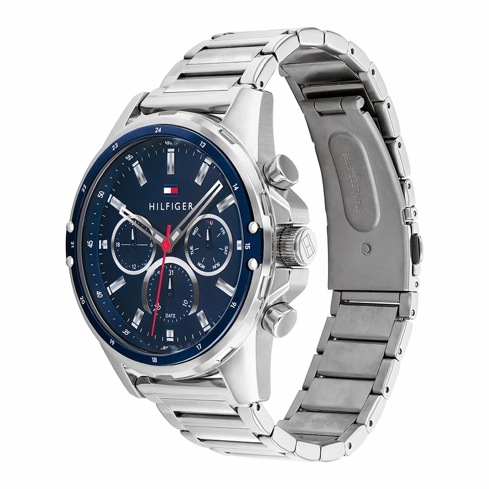 Tommy Hilfiger Orologio Multifunzione Analogico al Quarzo da Uomo con Cinturino in Acciaio Inossidabile o in Silicone