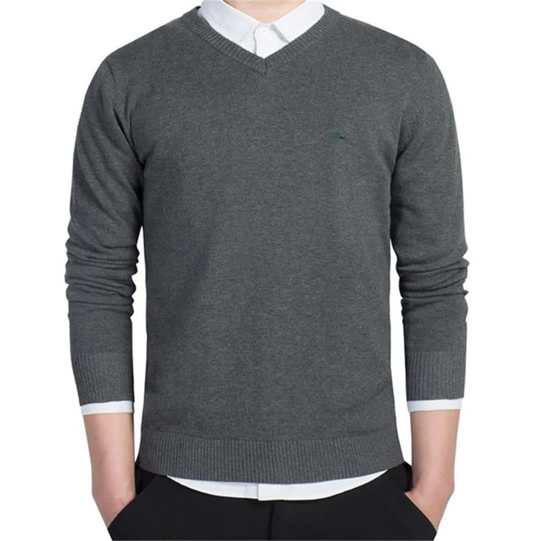 Inverno Uomini Casual Scollo A V Solido Mantenere Caldo Maglione Manica Lunga Maglioni, Esercito En8, 2XL