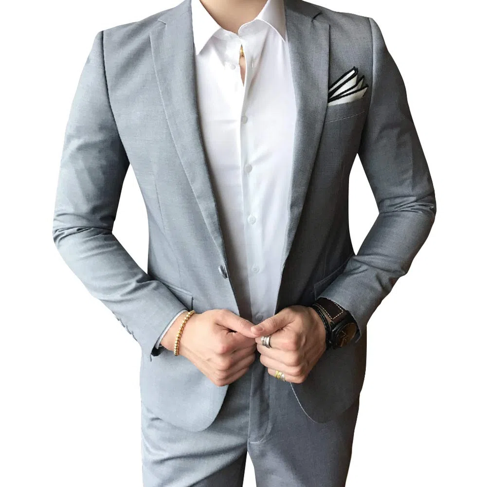 Allthemen Abito da Uomo in 2 Pezzi Blazer da Smoking e Pantaloni Giacca Monopetto con Un Bottone Suit Formale da Lavoro Business