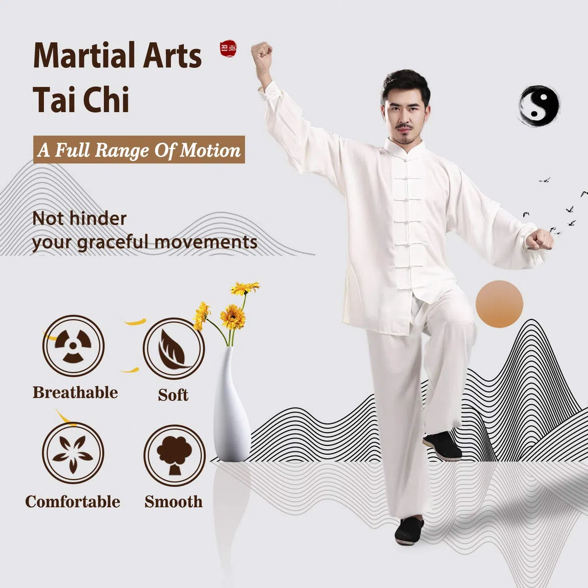 BBLAC 2KEY Abbigliamento per arti marziali | Uniformi tradizionali cinesi per Tai Chi e Wing Chun | Costume unisex realizzato in seta di latte | Costumi leggeri per meditazione e qigong