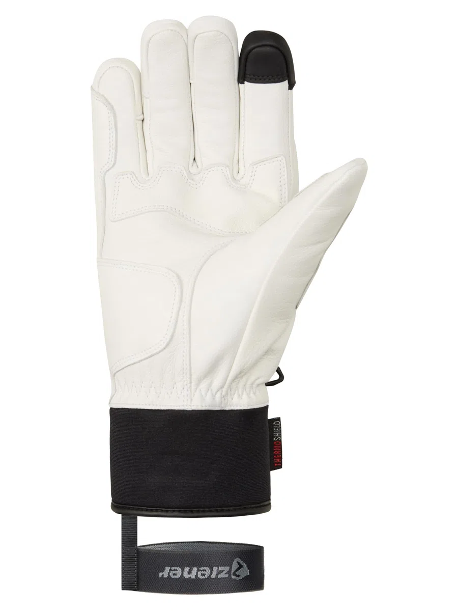 Ziener Guanti da sci GALF-Z da uomo/sport invernali | Primaloft, pelle, touch, bianco, 8,5