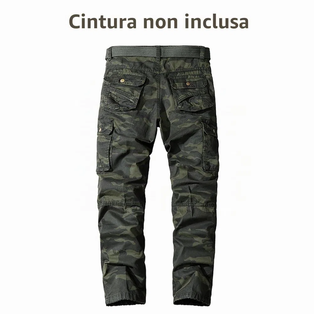 Cargo Militari Uomo Pantaloni da Lavoro Tattici Con Molte Tasche per Caccia in Cotone