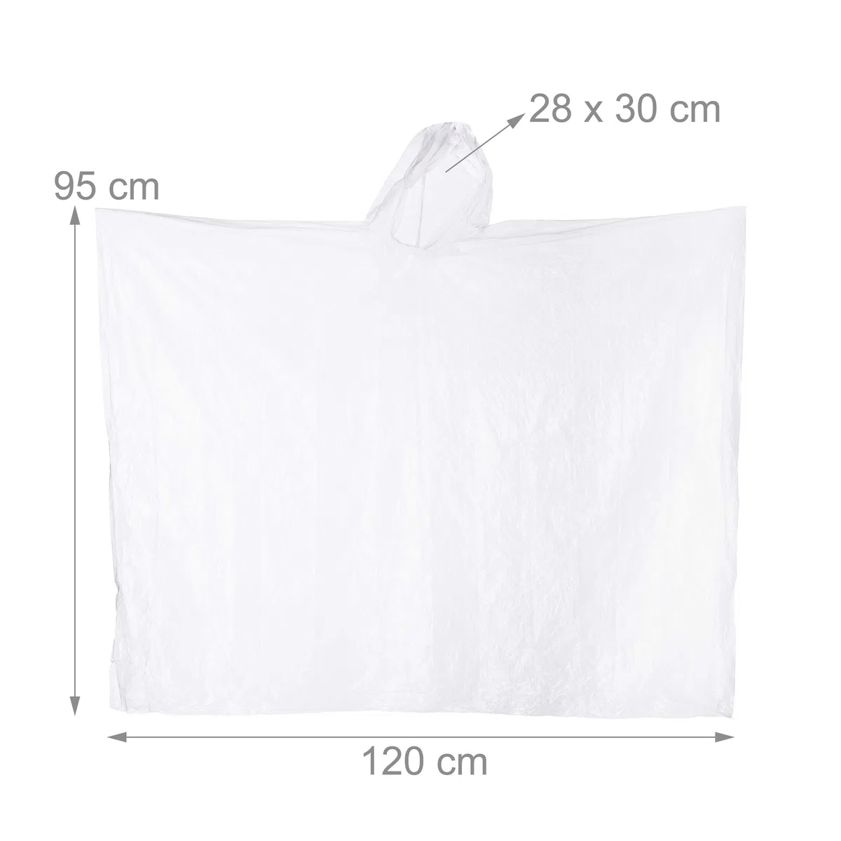 Relaxdays Poncho Antipioggia, Set da 10, Cappuccio, Mantellina Impermeabile per Adulti, Monouso, Unisex, PE, Trasparente
