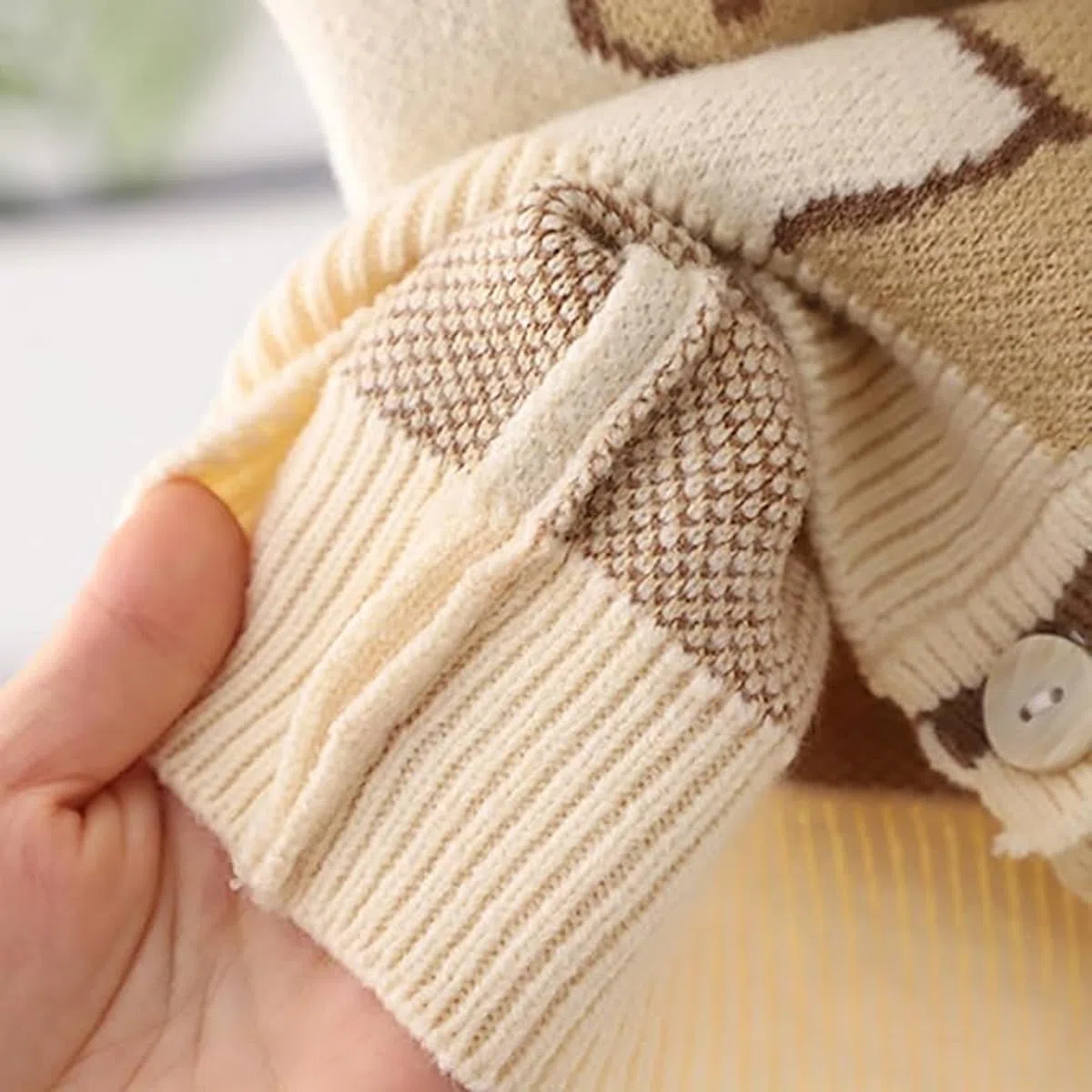 Gilet a Maglia Bambini con Bottoni Gilet Abbottonato per Bimbi Cardigan con Scollo a V Stampa Orso Carino Unisex 6 Mesi-5 Anni Autunno Primavera