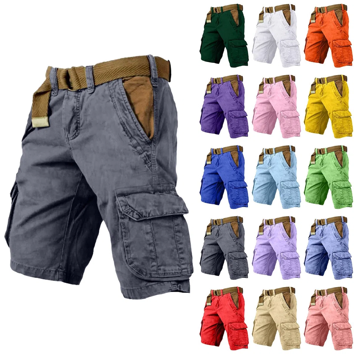 Pantaloncini e Bermuda Uomo Cargo con Tasca Pantaloncini Sportivi Casual Pantaloncini Running Spiaggia Corto Pantaloni Jogging Casual Pantaloni Corti Giardinaggio Lavoro Escursioni All'aperto