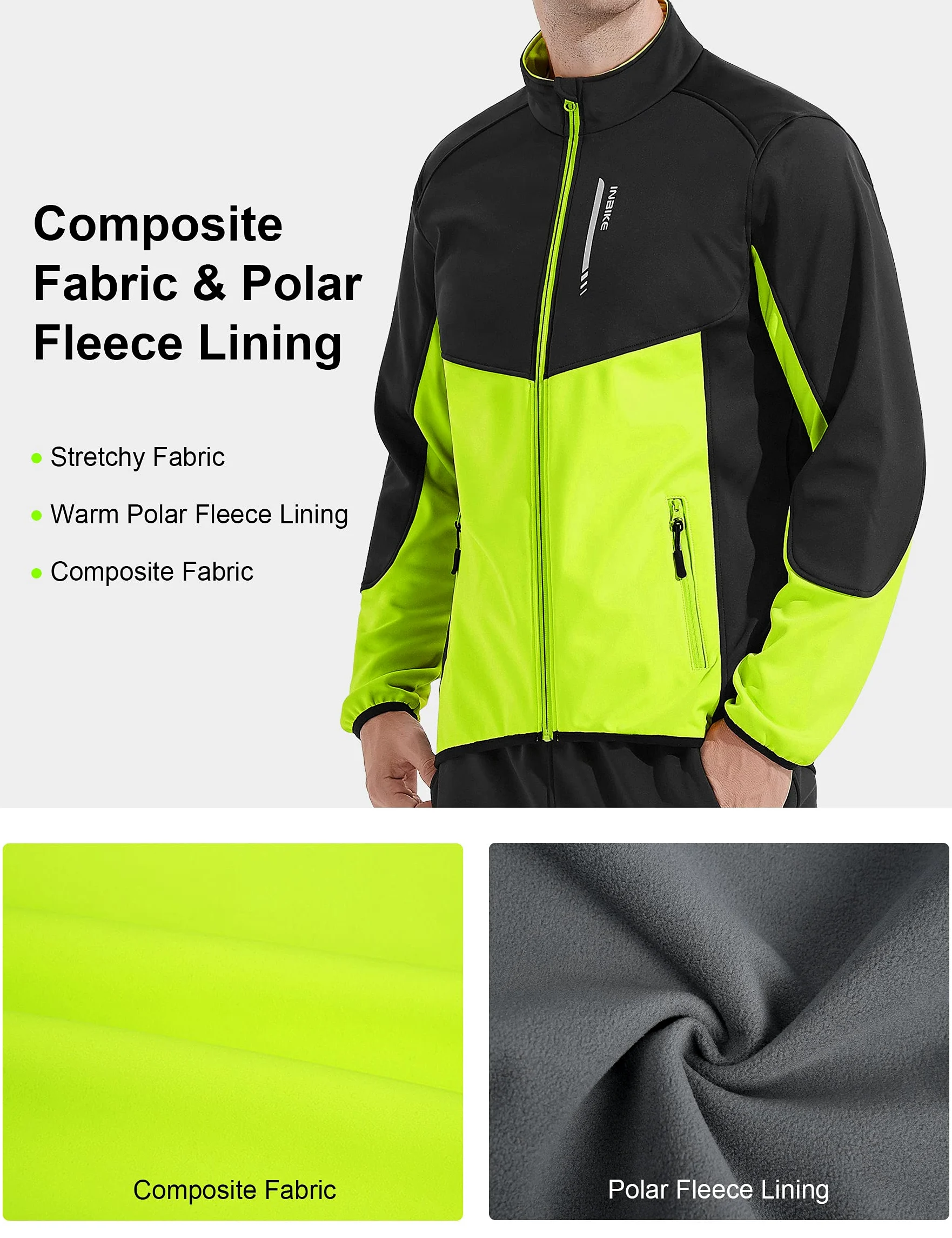 INBIKE Giacca Antivento Ciclismo Uomo Giacche Ciclismo Invernale Impermeabile Bici Trekking Running Softshell Antipioggia Bicicletta