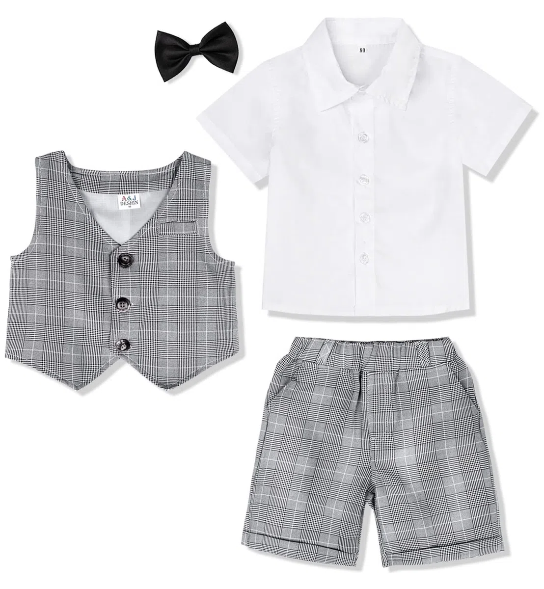 mintgreen Completo per Neonato, Abito da Battesimo per Bambini Set di Gilet Camicia e Gilet e Pantaloncini 1-6 Anni