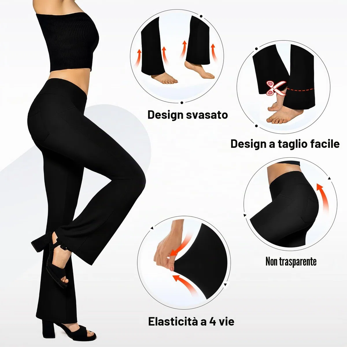 SINOPHANT Pantaloni da Yoga da Donna con 4 Tasche a Vita Alta ，Opaco Controllo della Pancia Flared Leggings per Pilates Esercizio Fitness Lavoro Casuals