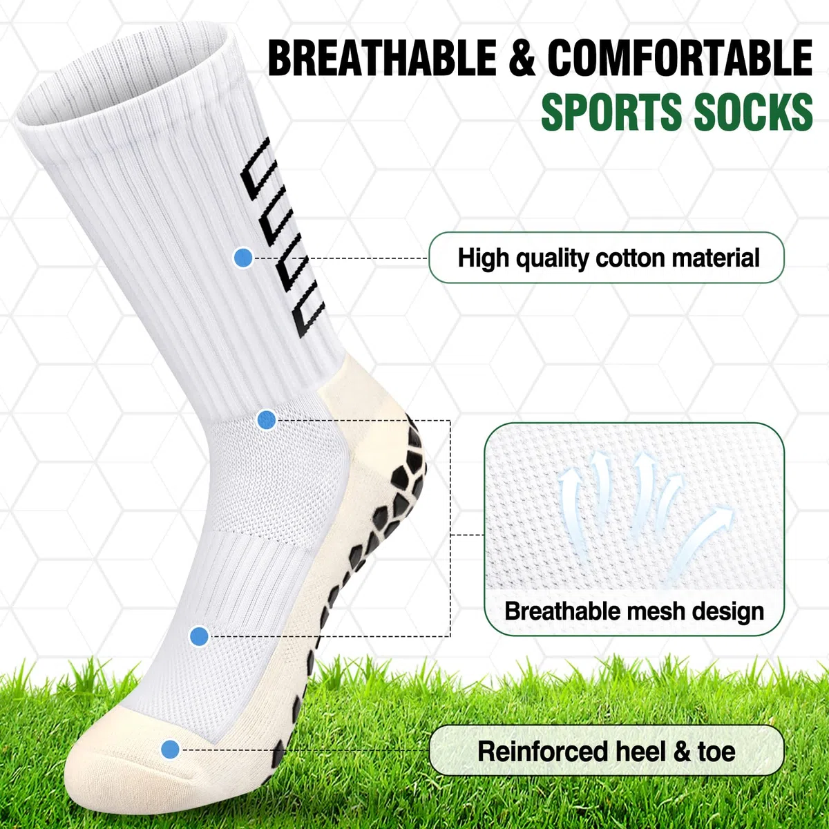 Calze Calcio Antiscivolo Uomo 37-45 Calze Antiscivolo Calcio Anti Vesciche Addensare Cotone Calzini Sportivi Donna Traspirante Calzini Grip Calcio per Ciclismo Trekking