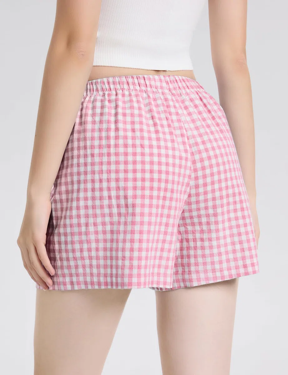 Rapbin Boxer da Donna in Cotone a Righe Casual per Dormire Pantaloncini per L'Estate 2026 Plaid Elastico in Vita Pantaloni Pigiama