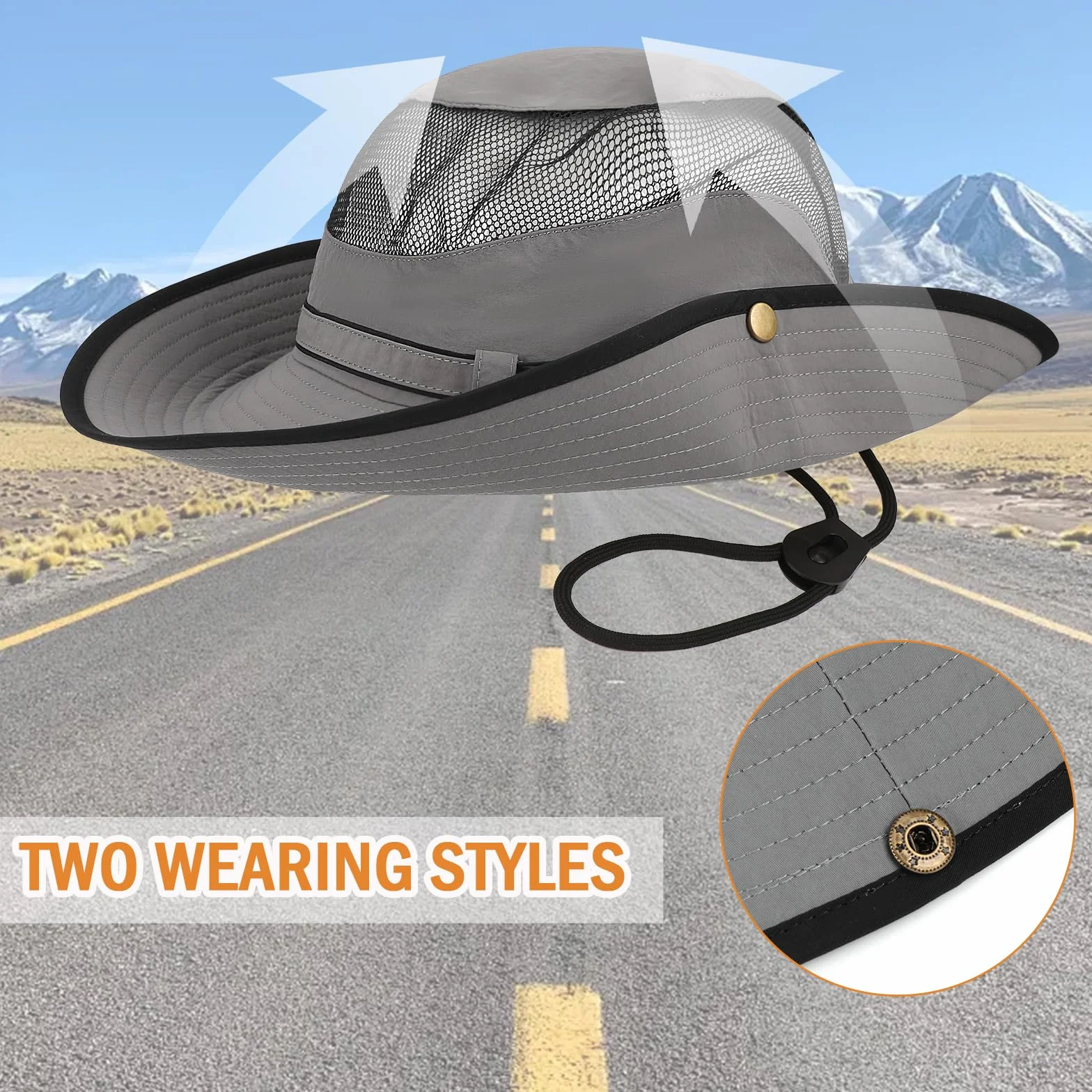 Cappello da Sole Unisex Anti UV, Cappello da Pescatore Pieghevole a Tesa Larga, Leggero Cappello Boonie Traspirante Cappello Safari, Esterno Bucket Hat Donna Uomo Cappello Estivo Ripiegabili