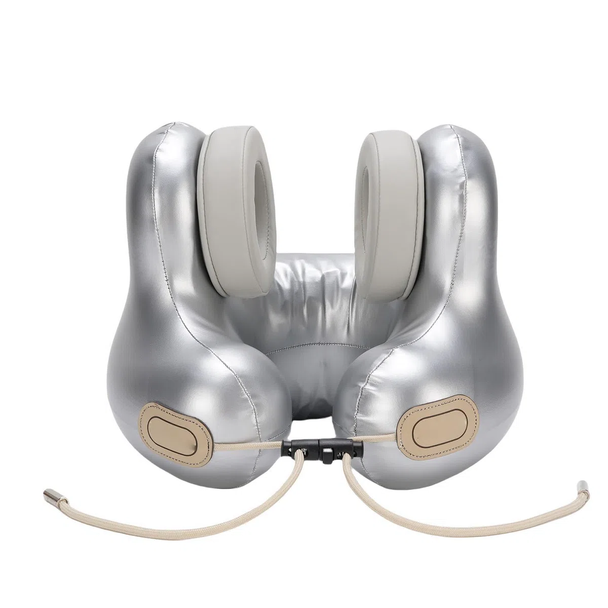 GOWENIC Cuscino da Viaggio per Collo con Auricolare Bluetooth 5.2 Supporto per Collo a 360 Gradi per Famiglie e Voli, Riscaldamento Regolabile e Cuscinetti Auricolari Rimovibili per un Riposo
