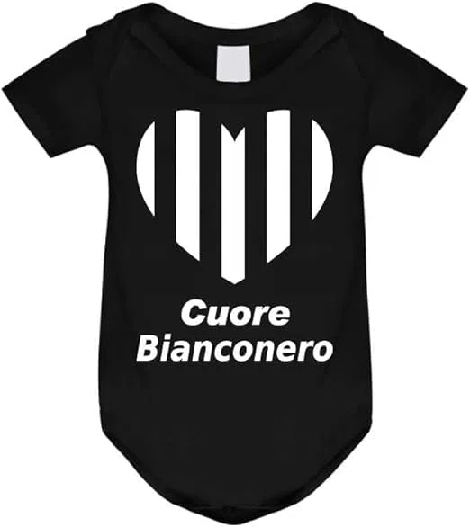 Body per neonato adatto a tifosi di calcio con cuore bianconero