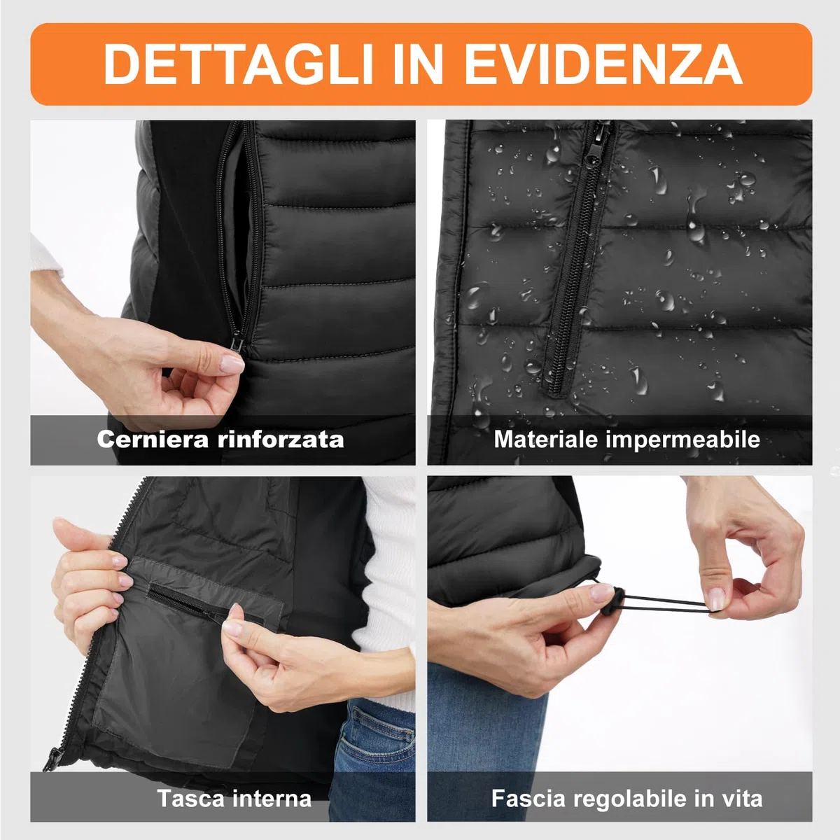 seenlast Gilet Riscaldato Donna, Giubbotto Riscaldato Donna con Batteria da 10000 mAh, Elettrico Gilet Riscaldante Leggero con 4 Zone di Riscaldamento, 3 Temperatura Regolabile, Lavabile in Lavatrice