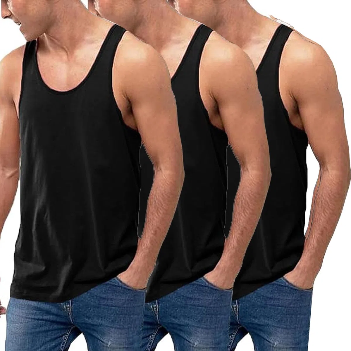 VEARZ Confezione da 3/6 canottiere da uomo, 100% cotone, classiche, aderenti, estive, per adulti, senza maniche, per palestra, allenamento, taglie forti
