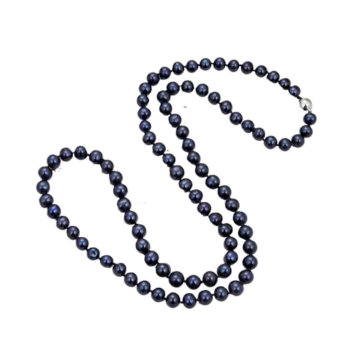 32" Black Round Long Necklace For Women Jewelry