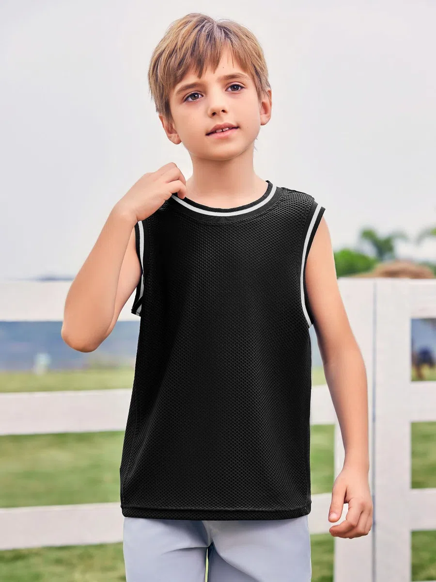 Haloumoning Canottiera estiva sportiva per bambini, leggera, senza maniche, maglietta da basket