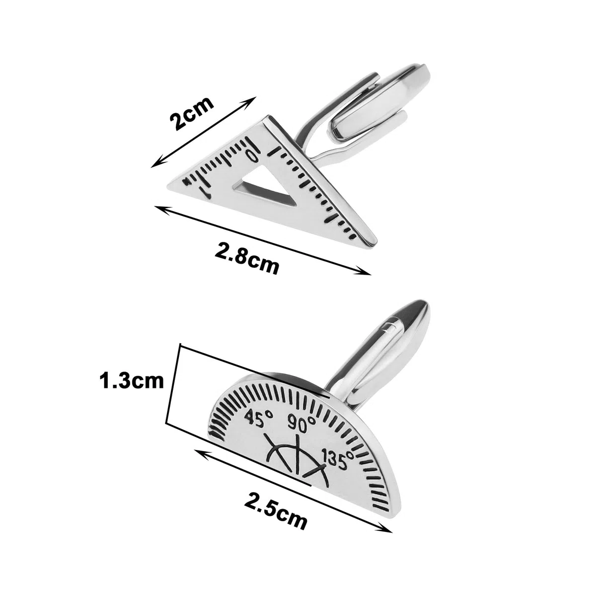 SG Store 1 paio Gemelli Goniometro Triangolo Matematica Goniometro Regola Partito Gemelli Grazie Regalo Architetto Regalo Matematica Regali Novità Design, Argento, Comme indiqué sur l'image, Ottone