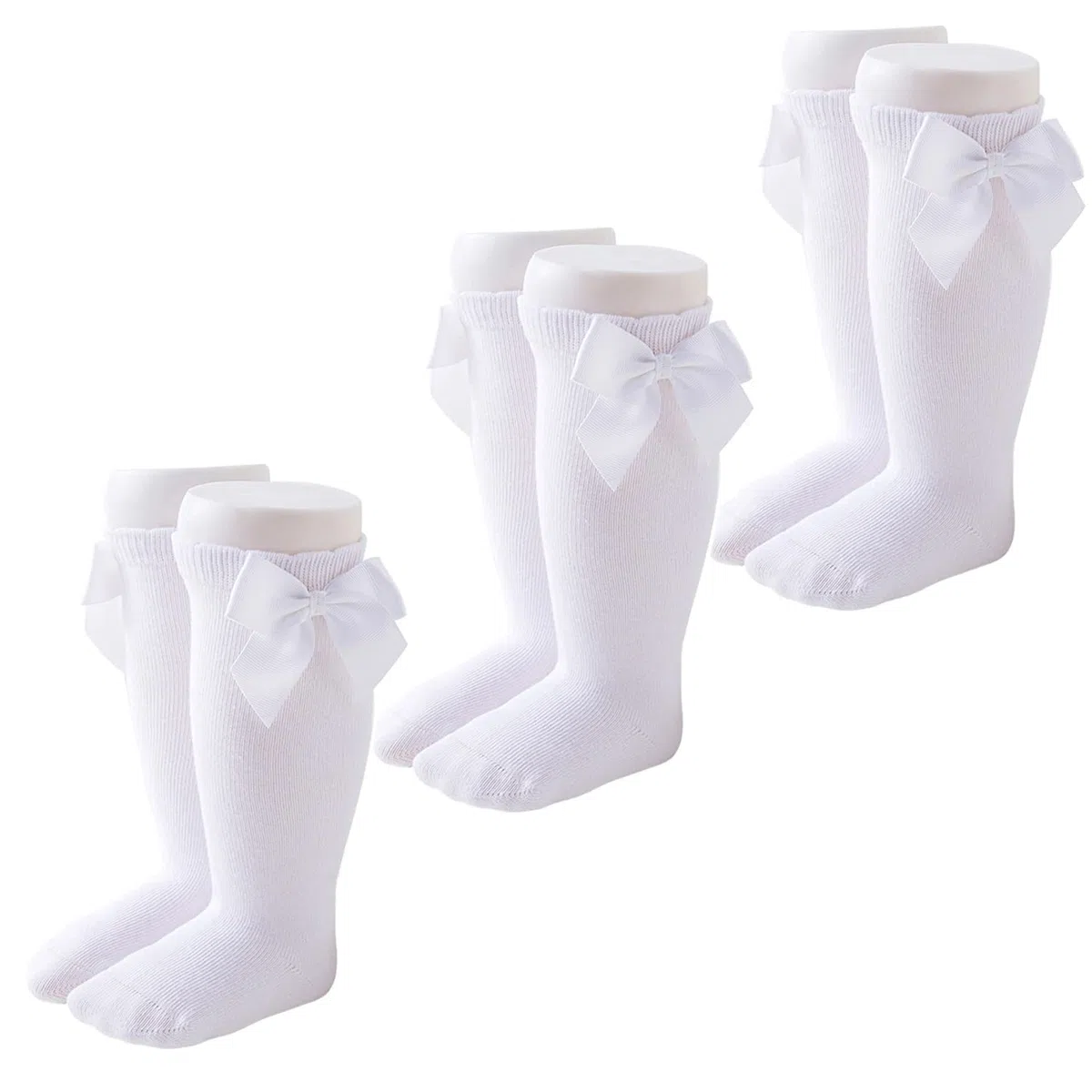 Marchare Calze alte al ginocchio per neonate e bambine, calze in cotone per uniformi e abiti, confezione da 5, 0-5T