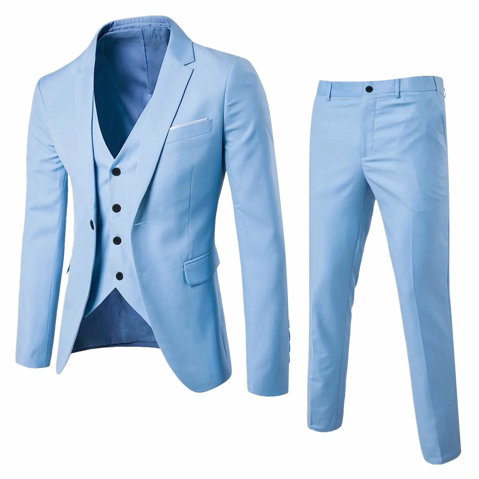 WWricotta Abito Uomo Slim 3 Pezzi, con Giacca, Gilet e Pantaloni, Perfetto per Lavoro, Matrimoni e Cerimonie.