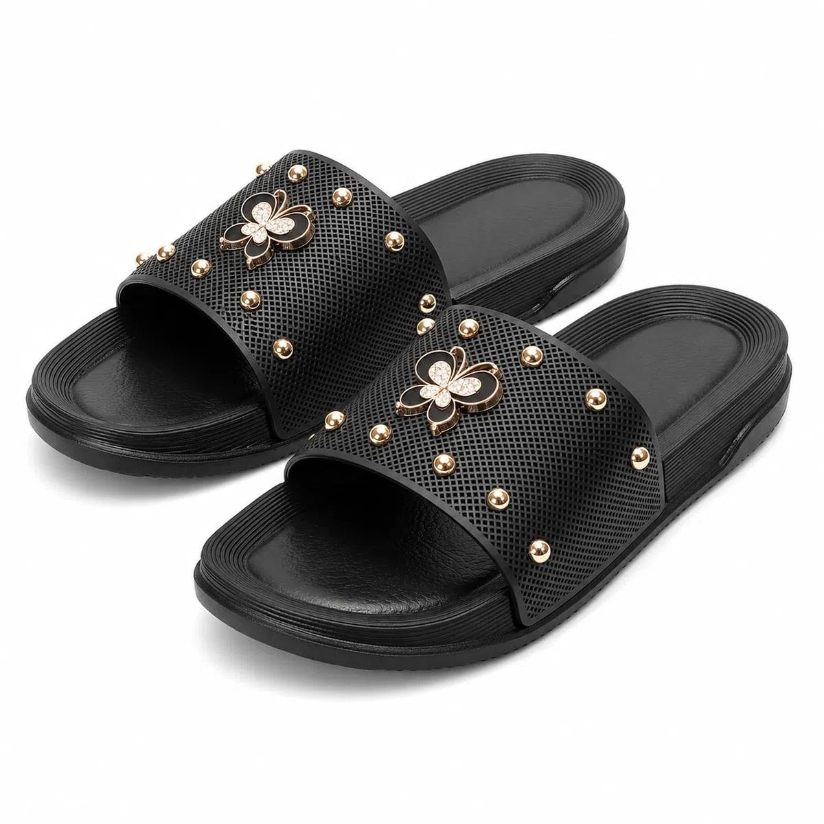 Ciabatte Donna con Decorazioni a Farfalla e Borchie Design Trendy con Suola Antiscivolo per Uso Quotidiano e Estivo WES260209IT