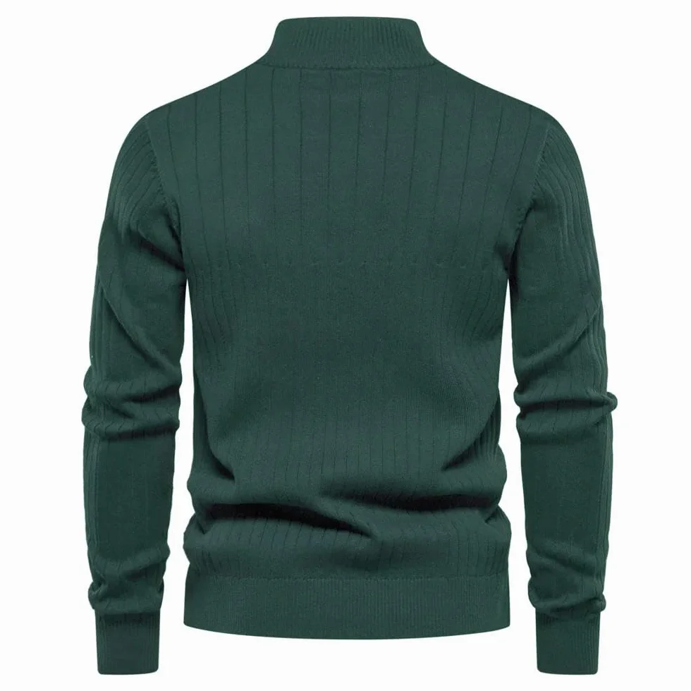 ZBDZSW Autunno Cerniera Pullover Maglioni per gli Uomini Caldo Inverno Collo Stand Cotone Maglione Lavorato A Maglia