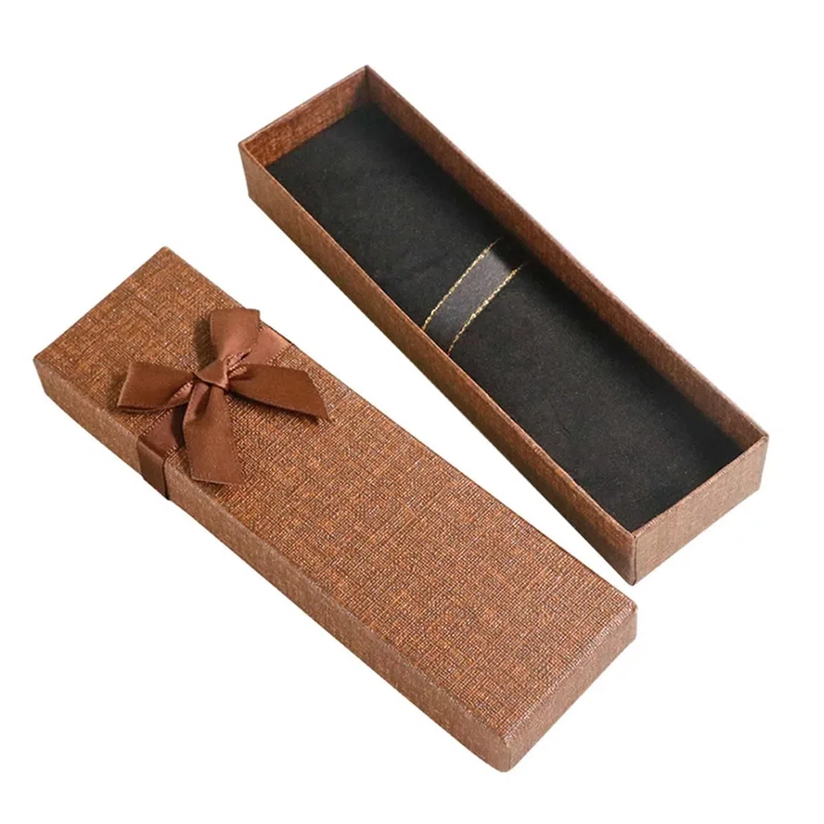 Rettangolo Lungo da 30 Pezzi for Penna, Collana, Portagioie, Scatola di Carta Dura, Scatola di Carta con Fiocco, Scatola di Imballaggio Carina, Regalo di Fidanzamento(Khaki)
