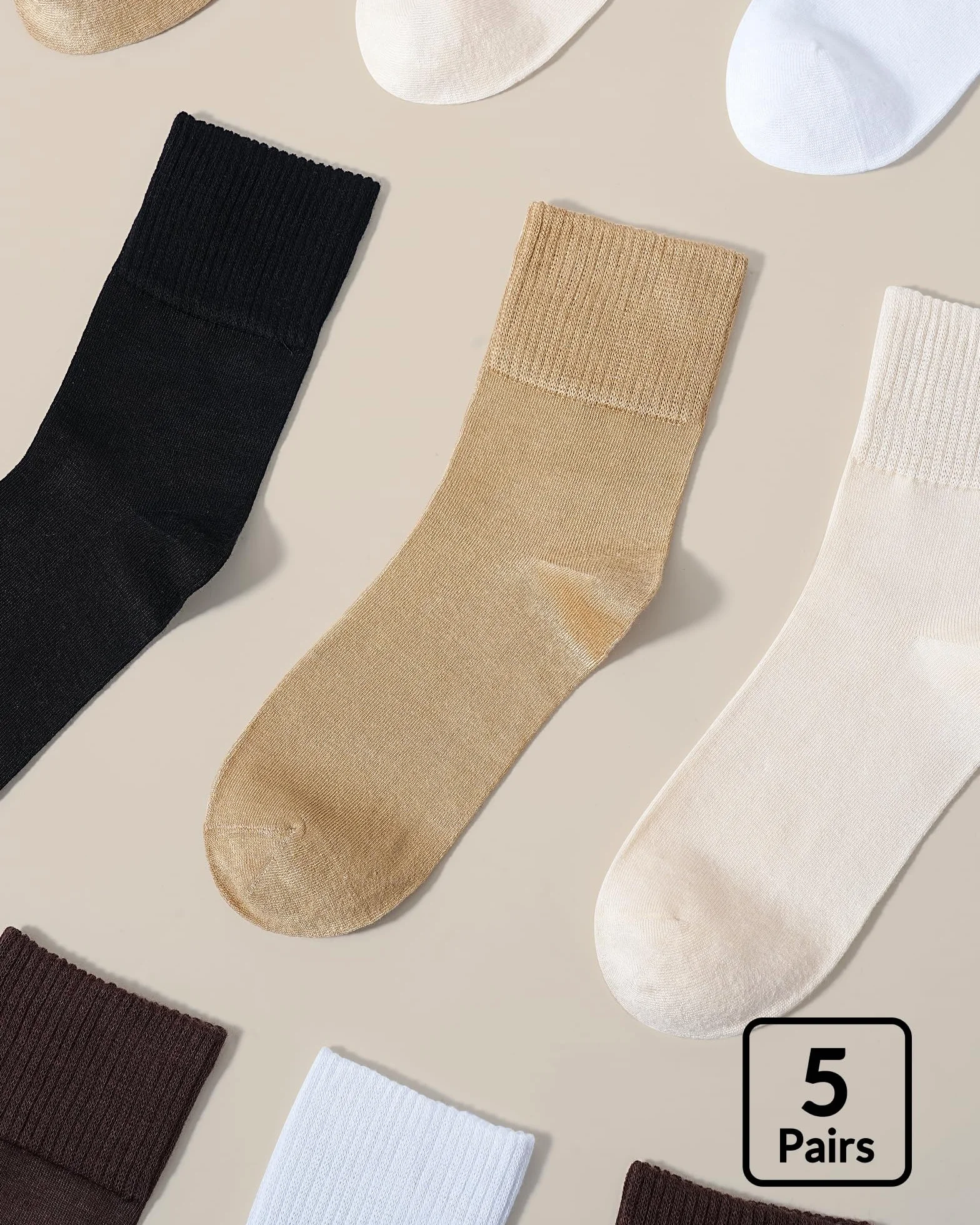 Jeasona 5 Paia Calzini Bambù Donna 39-42 Crew Calzini Donna Senza Cuciture Carino Caviglia Sopra Quarto Lunghezza
