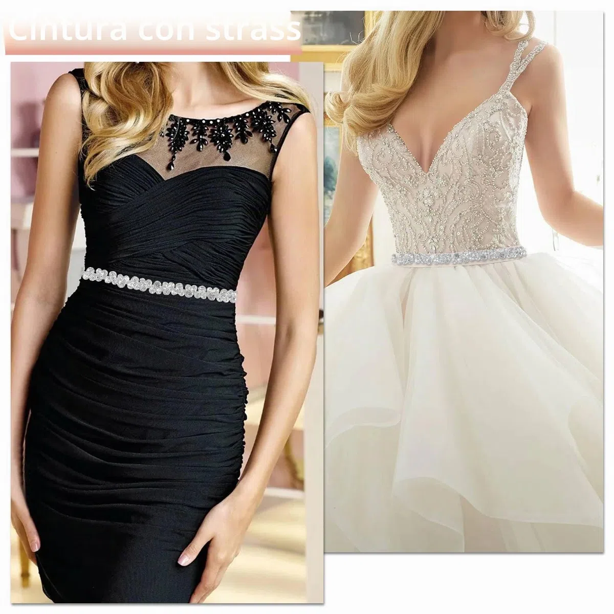 Cintura con Strass d'argento, Donna Eleganti per Abito da Sposa e da sera in Cristallo Raso Fiocco Fusciacca, Accessori con glitter, Strass da sposa Cintura da sposa Cintura glitterata
