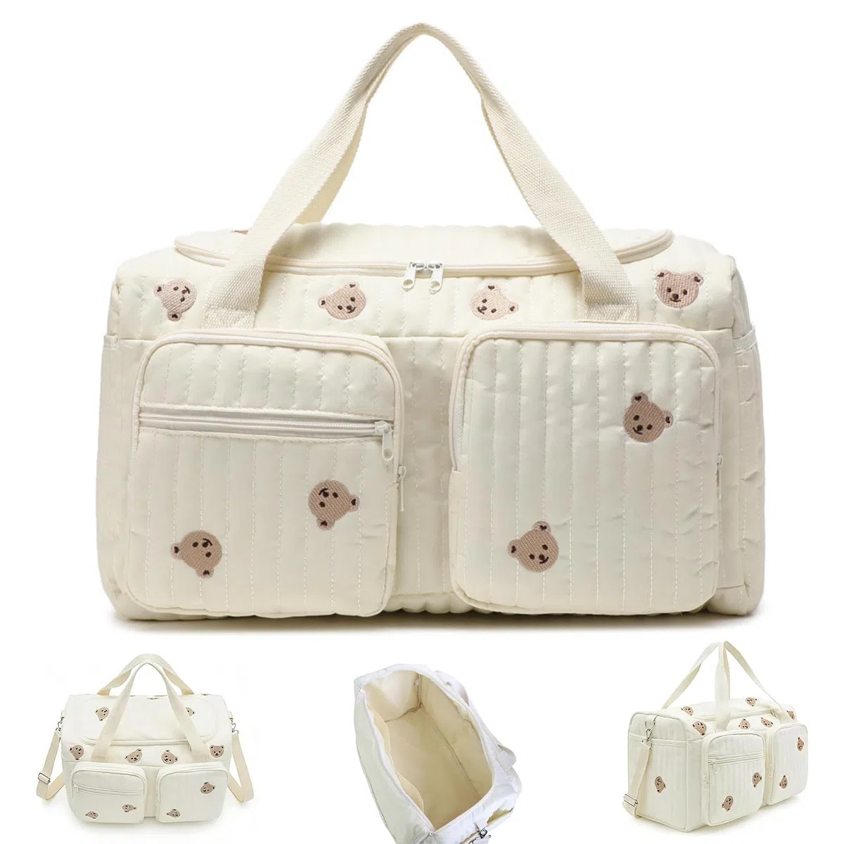 ZVD Borsa Parto Ospedale Grande Mamma, Borsa Passeggino, Neonato Cambio, Mommy Bag Multiuso, Spalla in Cotone Con Ricamo, Parto in Ospedale, Passeggino, Viaggio e Cambio Pannolini