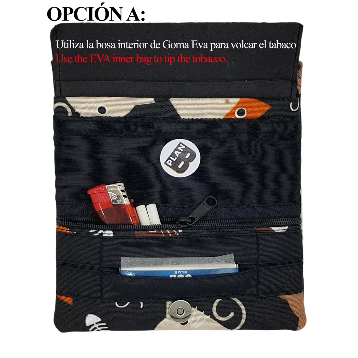 Plan B, Portasigarette Tabacco Trinciato, Yolo 02, 16 x 8,5 cm, 50 gr, con Borsa Interna in Gomma EVA, Gatti su Sfondo Scuro, Donna, Tessuto (Cats)