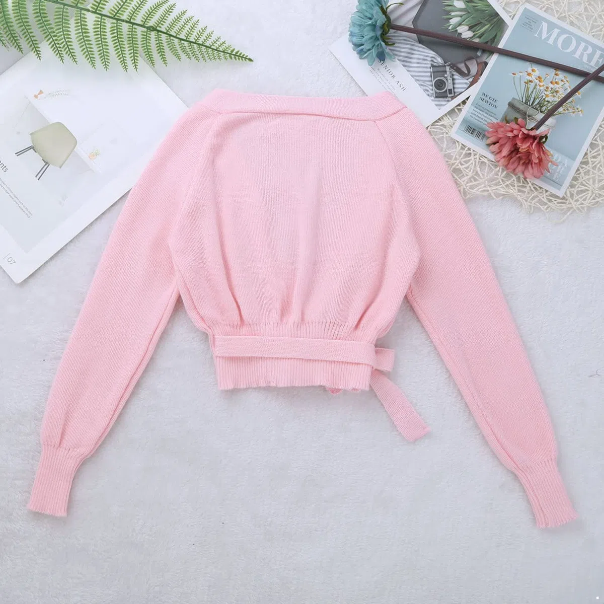 inhzoy Top da Danza Classica Bambina Cardigan Maglioncino a Manica Lunga Coprispalla Maglioni Lavato a Mano Top da Ginnastica Scaldacuore Ballerina Jazz Danza Moderna