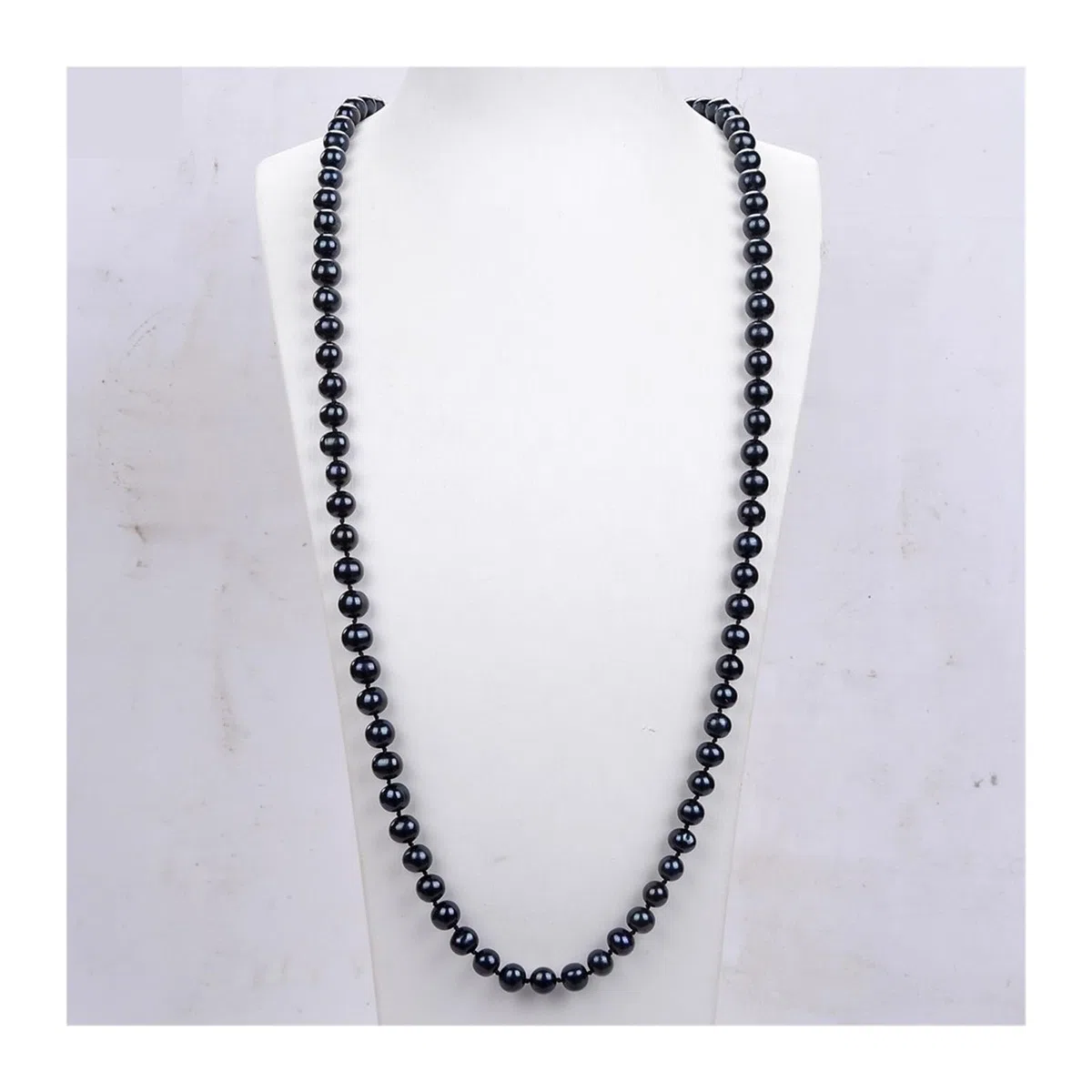 32" Black Round Long Necklace For Women Jewelry